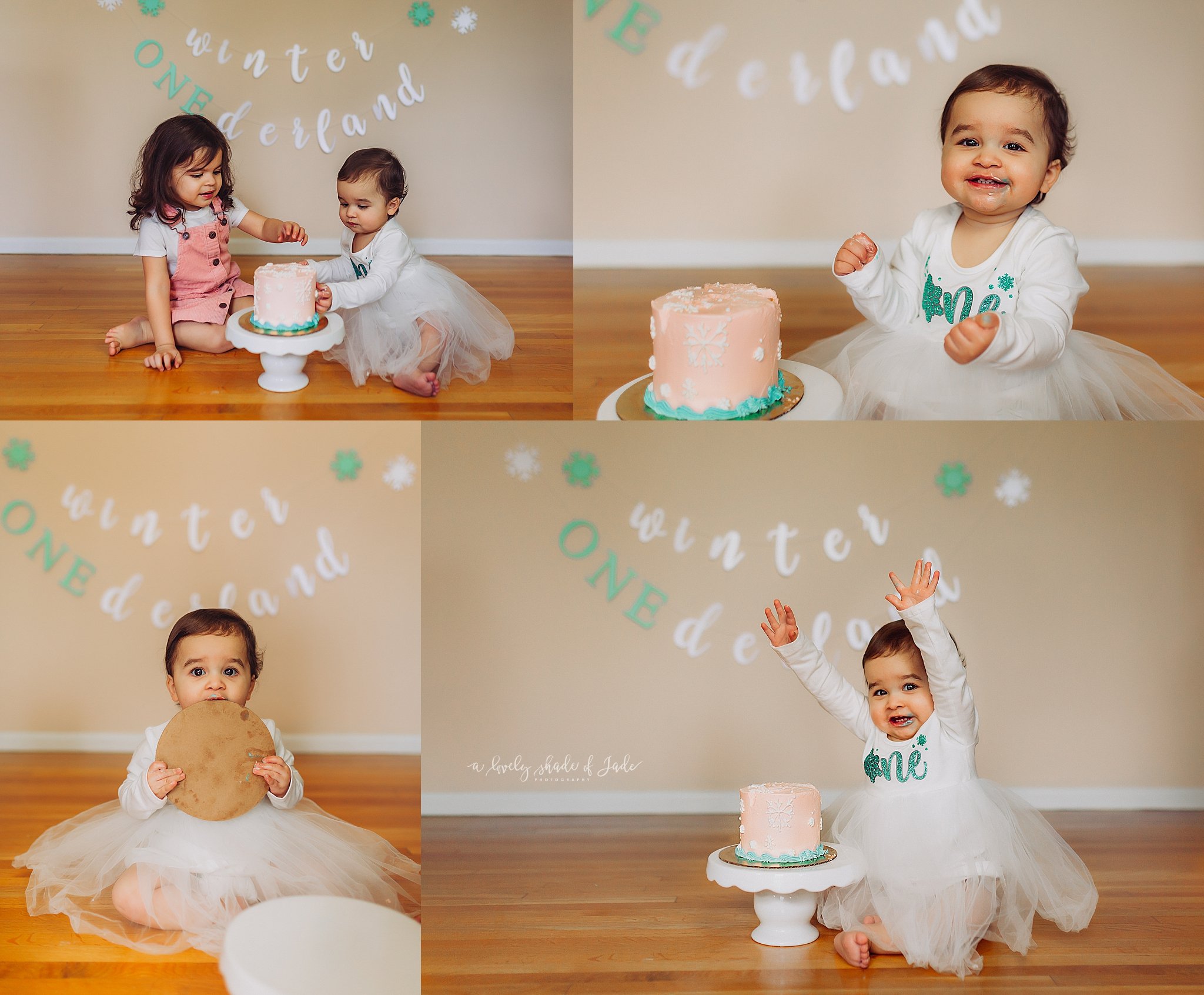 A cake smash session can take place in your home as long as there is the space for it and the light works well :) Make sure big sis joins in for some fun!