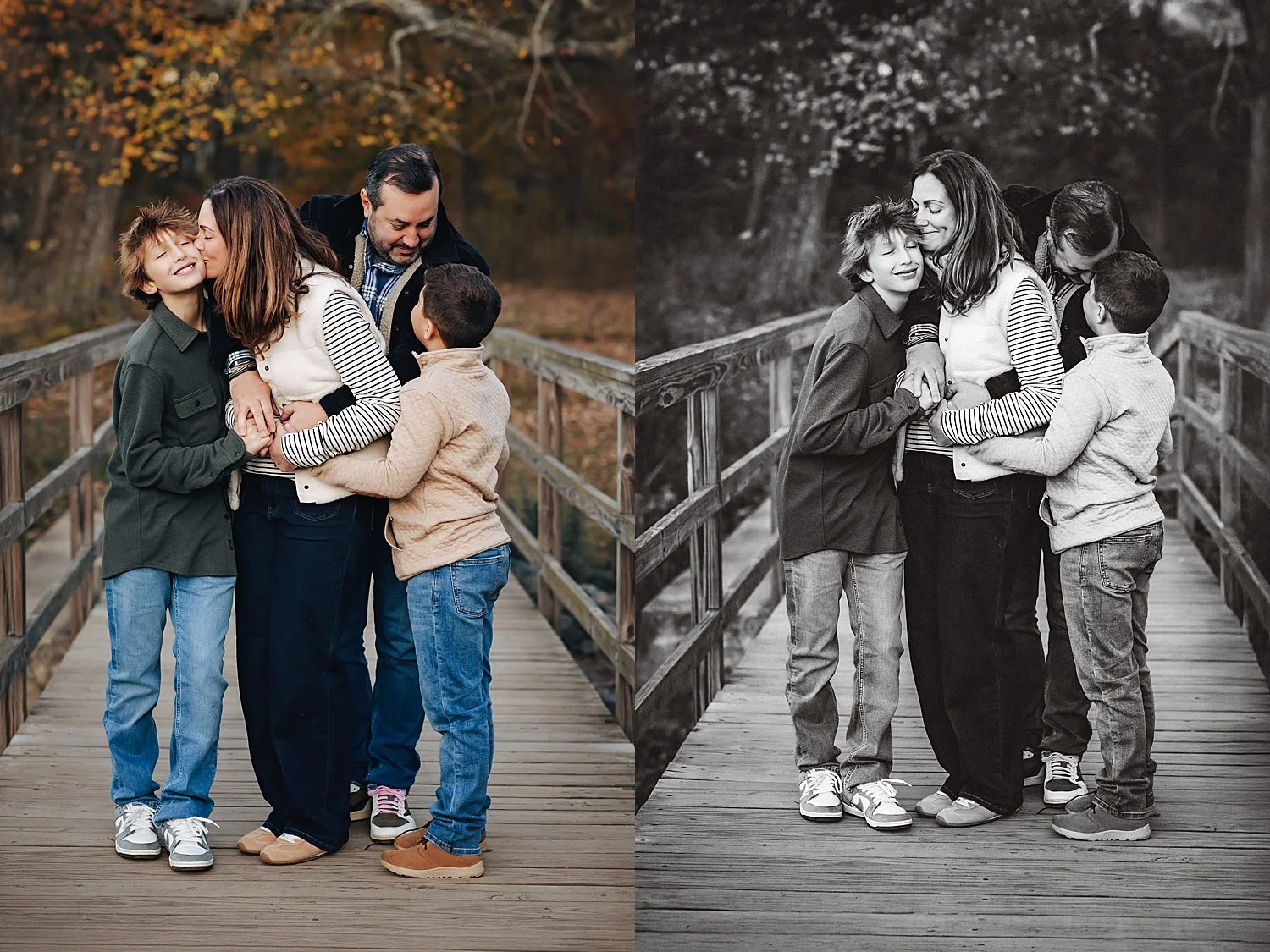 Candid moment of parents laughing with children