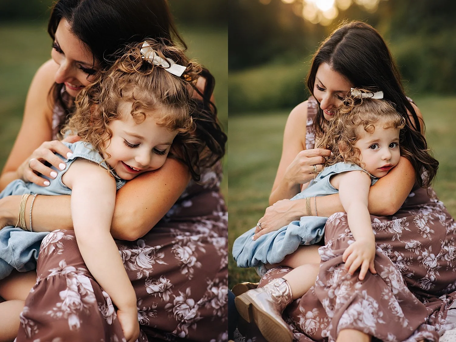Mom snuggling with her daughter during a family session in New Jersey