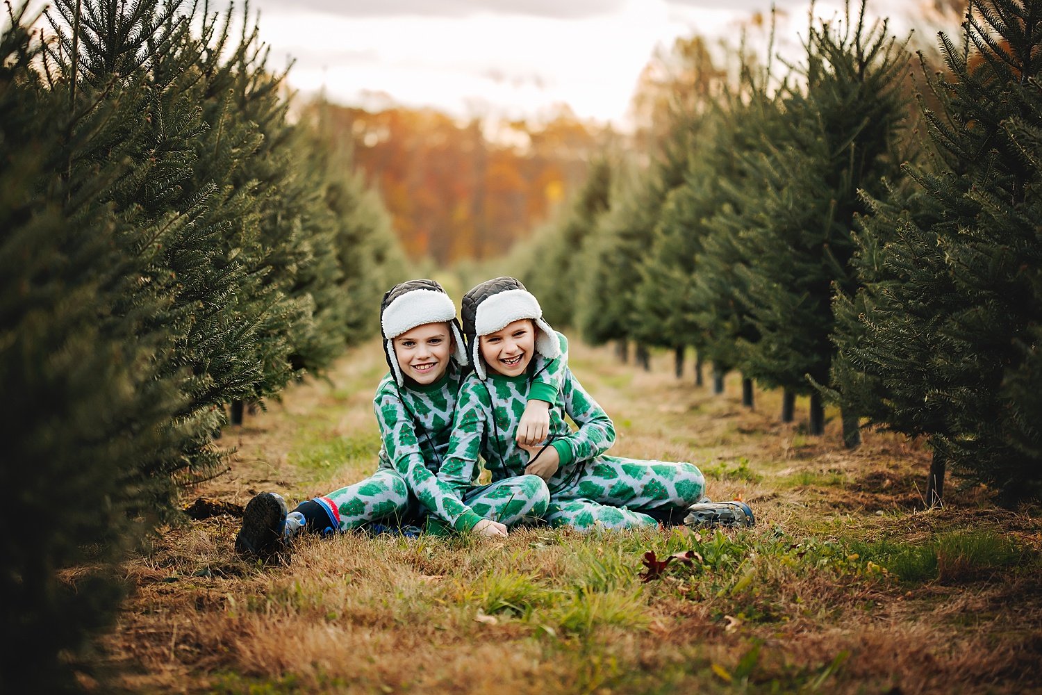 Christmas Tree Farm Photo of two kids in New Jersey