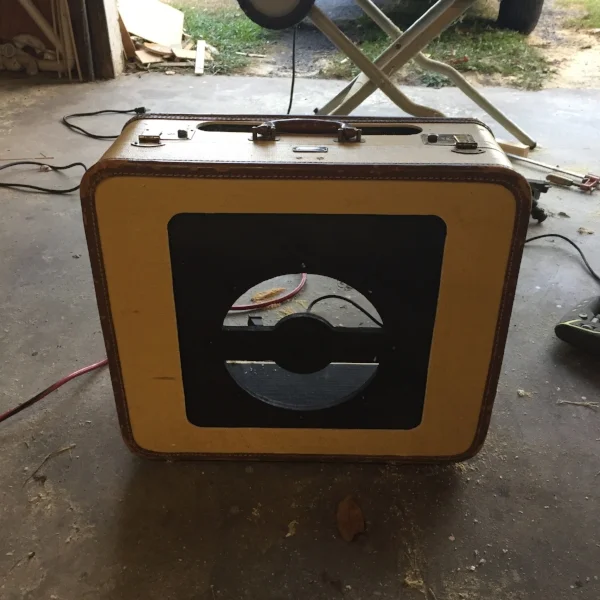 Here it is from the front with the speaker baffle in place. 