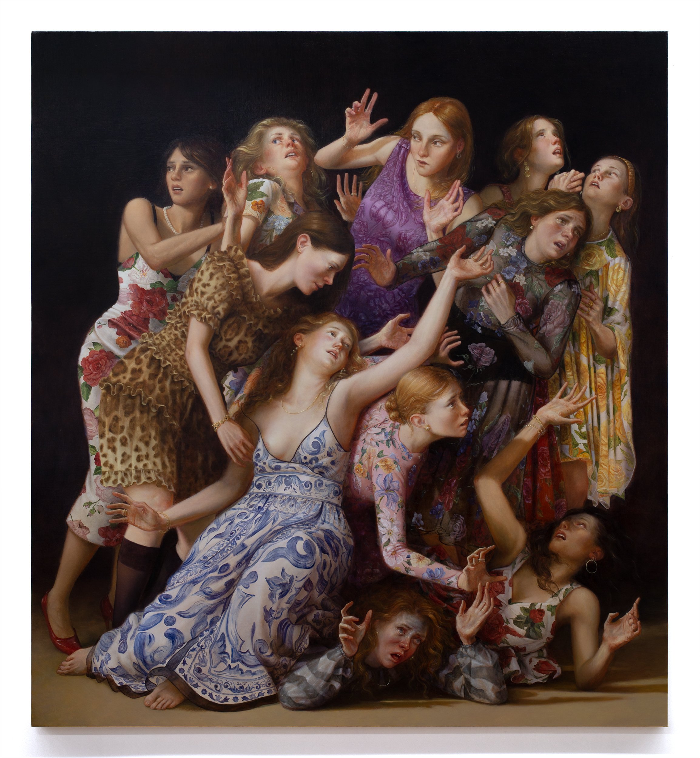    The Exit,  2025.  Oil on canvas, 68 × 62 inches. 