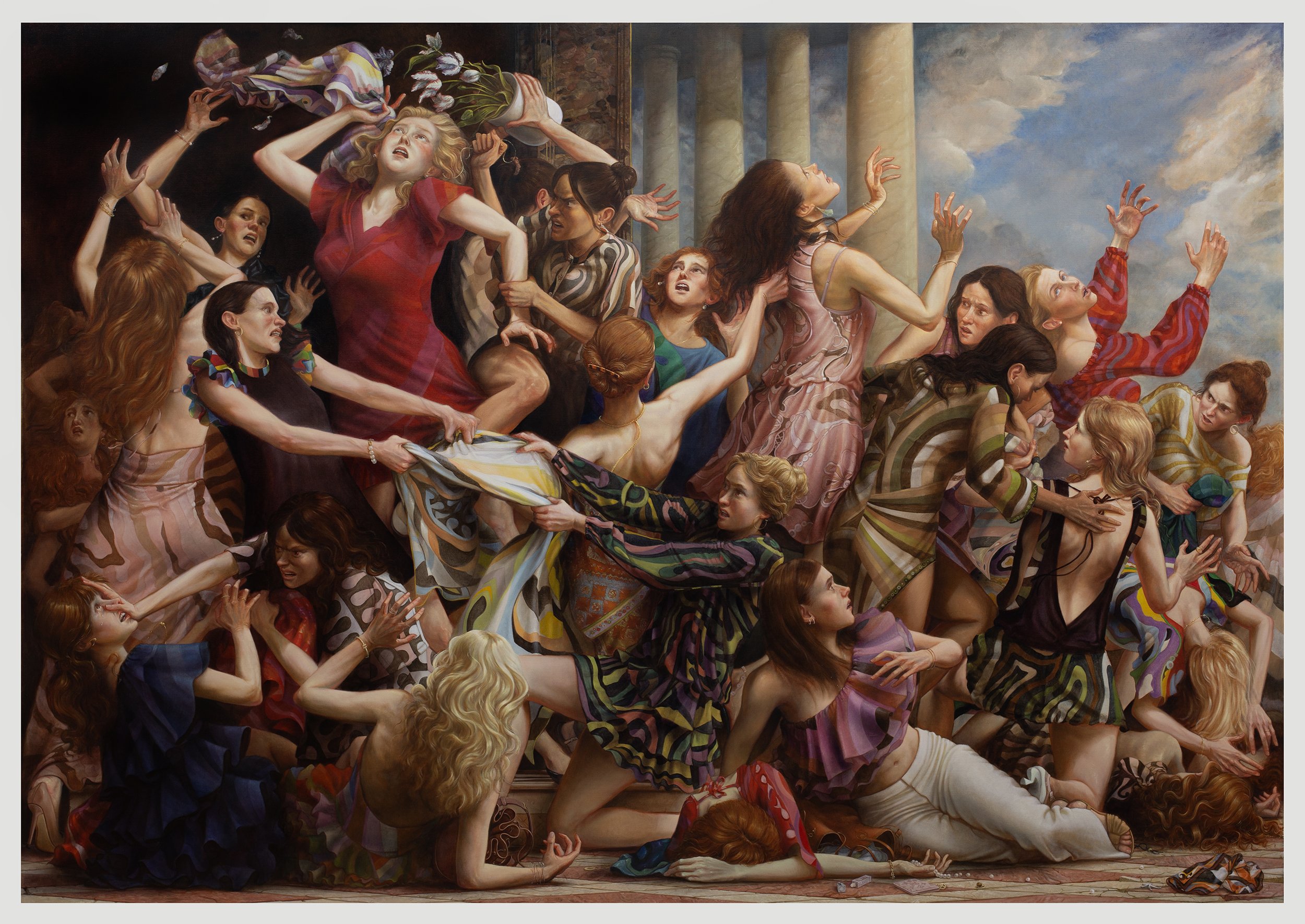    Black Friday,  2025.  Oil on canvas, 78 1/2 × 111 inches. 