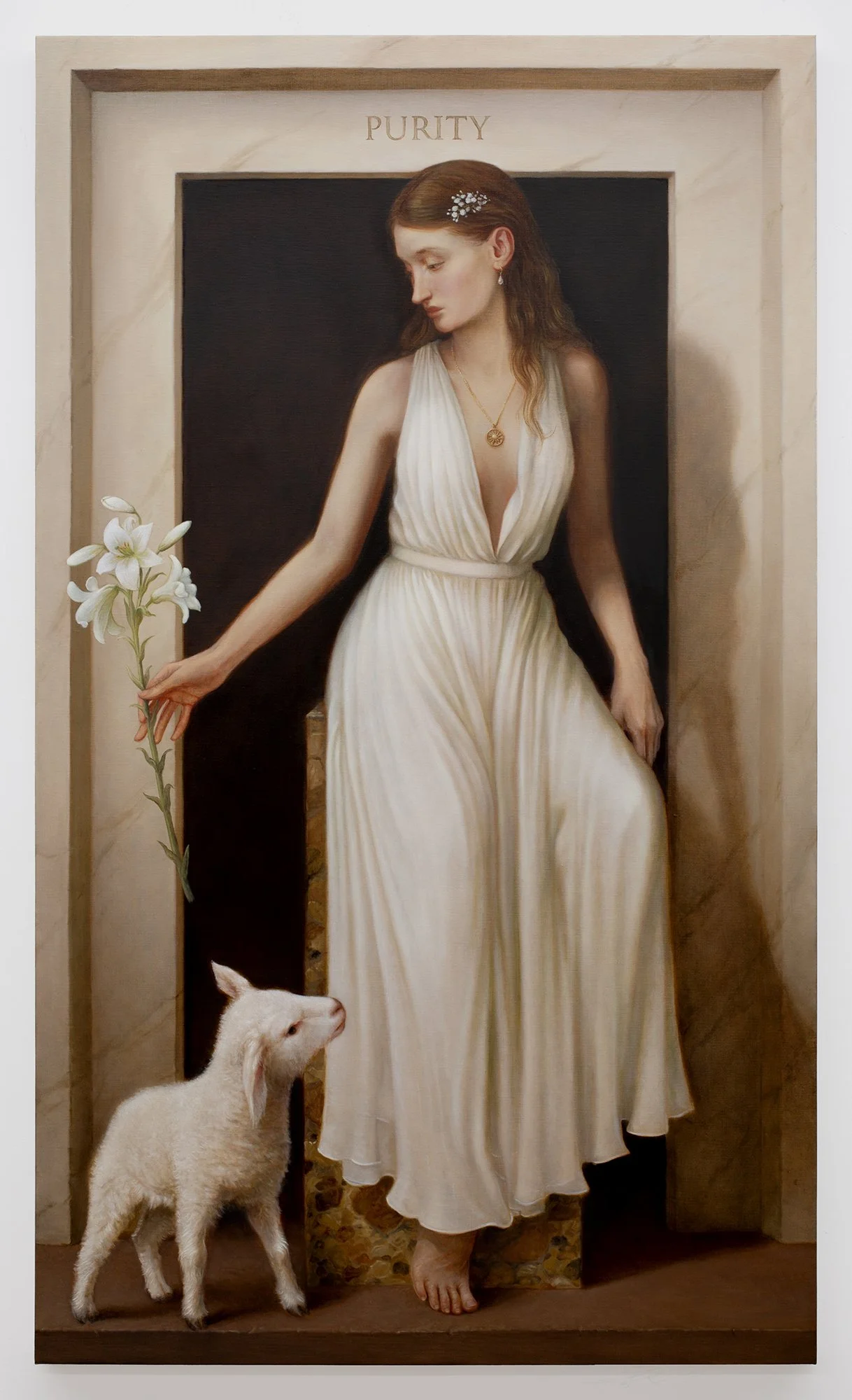    Purity , 2026  Oil on canvas 60 × 35 inches 