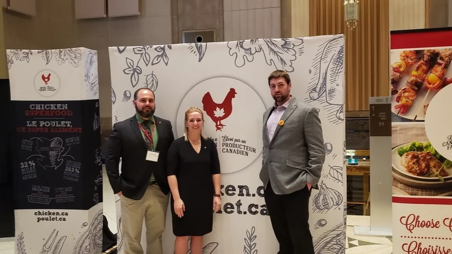 Chicken Farmers of Canada Young Farmers: Nicholas Budd, Tiffany Martinka, Jon Giret. Missing: Fred Emery, Andre Poulin