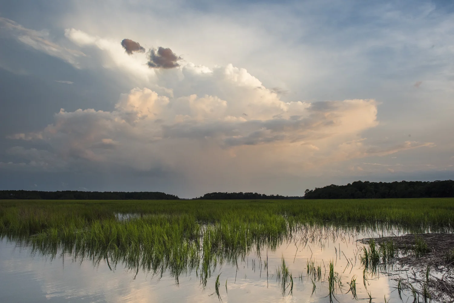 Dramatic clouds over the marshes of Pinckney Island Wildlife Refuge. M0715-3-4150