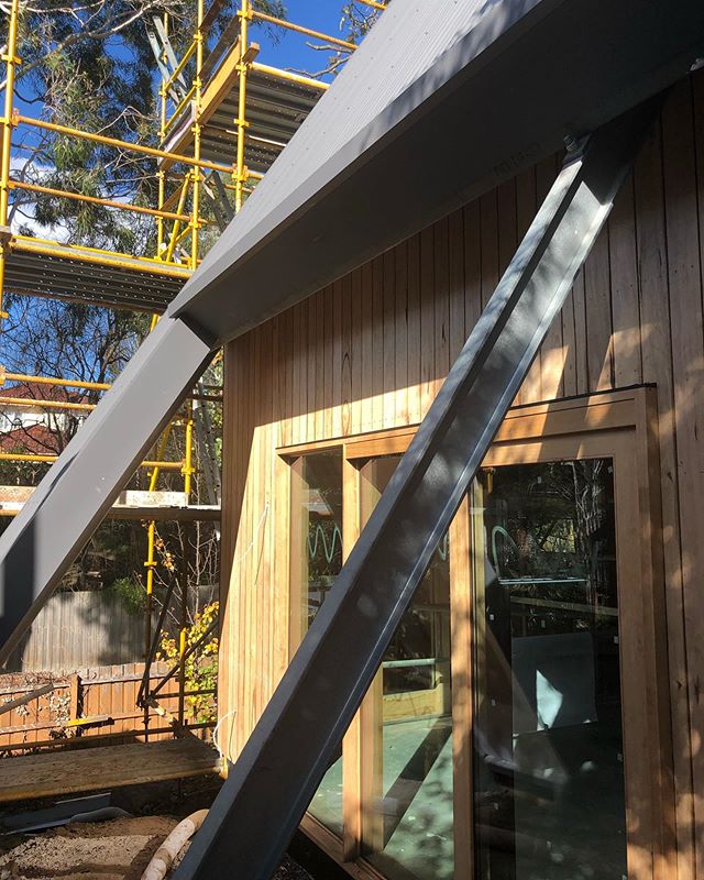 Ants Nest - @overendconstructions have started the external silvertop ash cladding #australianarchitecture #house #aframe #architecture