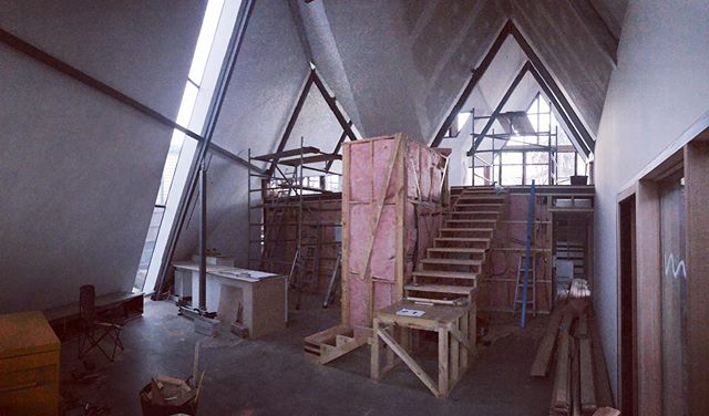 Ants Nest - stairs underway and the beginnings of joinery by @overendconstructions #house #aframe #australianarchitecture #architecture #interiordesign