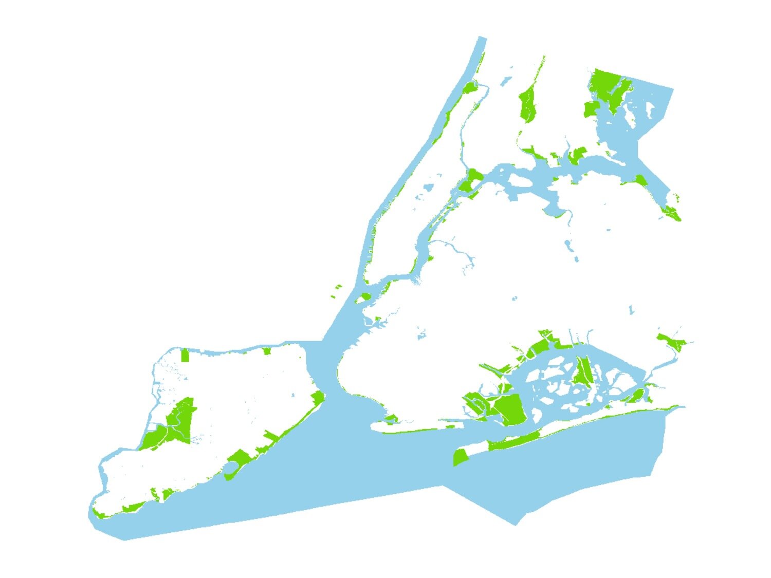 This is a clipped map of NYC's waterfront parks