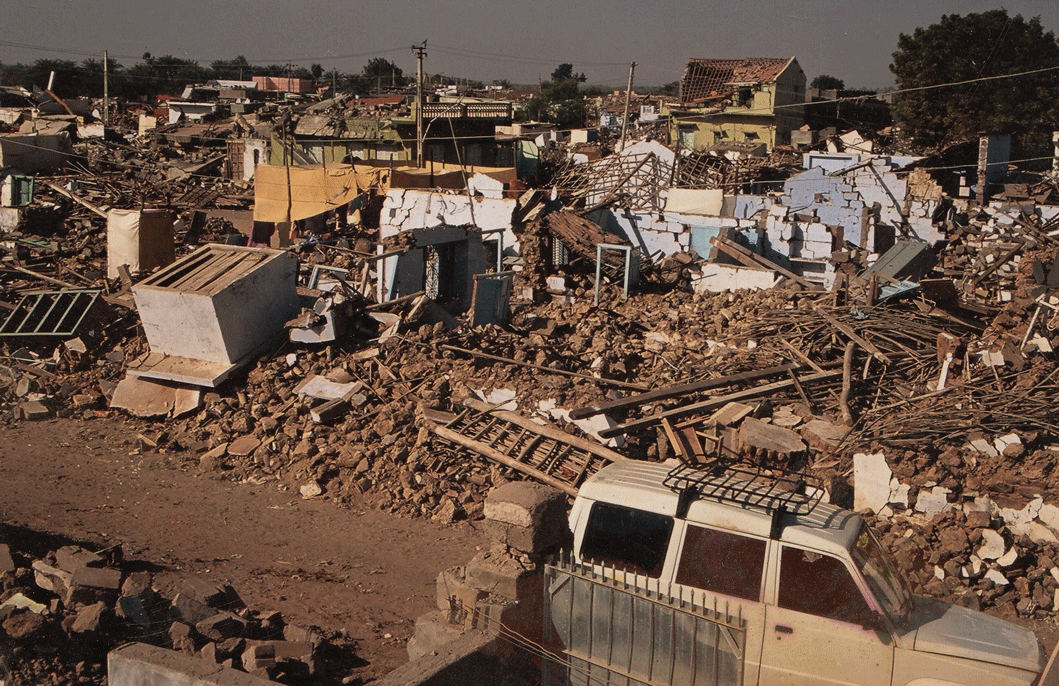 Dhamadka village in the aftermath of the earthquake in January, 2001