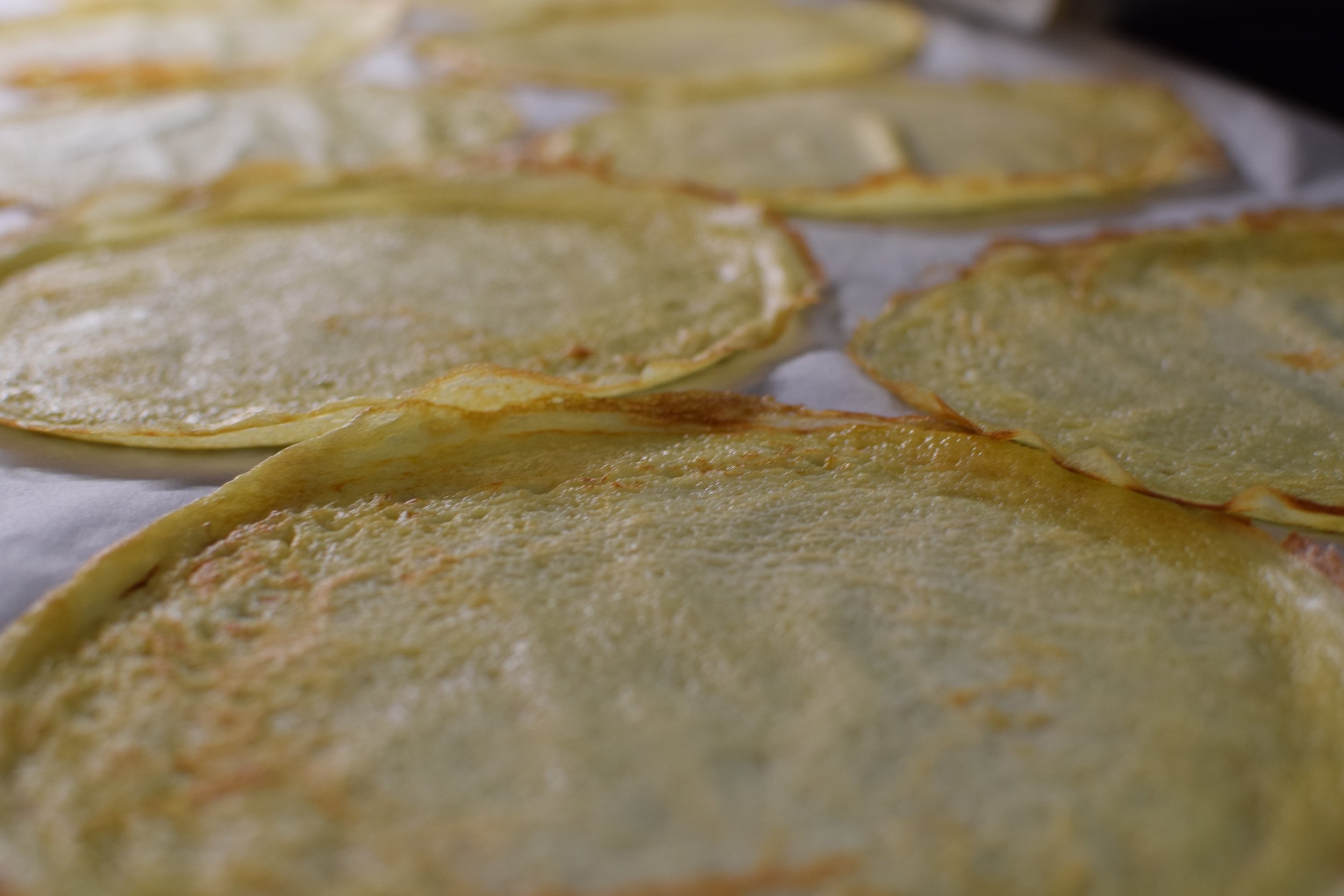 Set finished crepes on parchment - do not stack them!