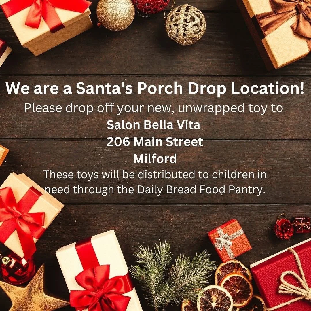 It&rsquo;s that time of year!🎄🎁 Bring a new unwrapped toy to Salon Bella Vita to help Santa&rsquo;s Porch fulfill all their Christmas lists this year! The toy box will be available at the front desk now throughout December ✨❤️