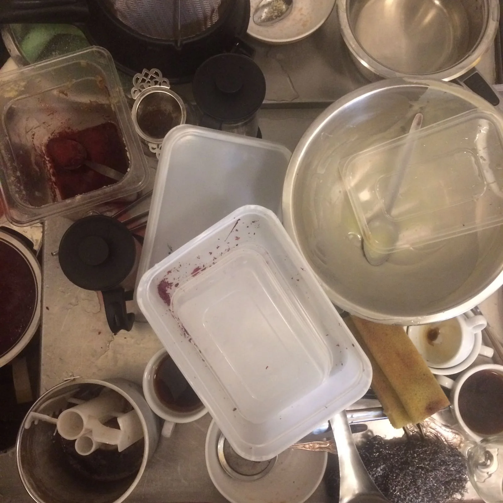Busy chefs make a lot of mess very quickly (mainly coffee cups).