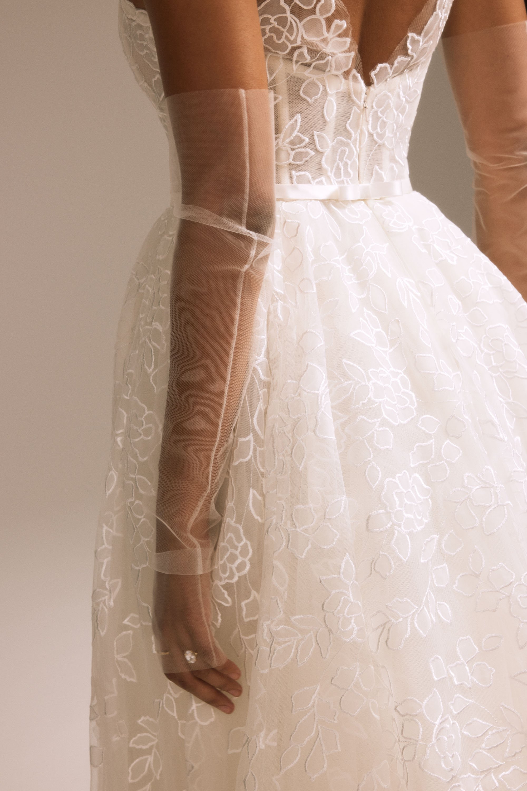 Nouvelle Amsale + Bridal + SEREN + R460U + Cascading + Leaf + Embroidered + Tulle + Illusion V-Neck + Ball Gown + Mood2.jpg