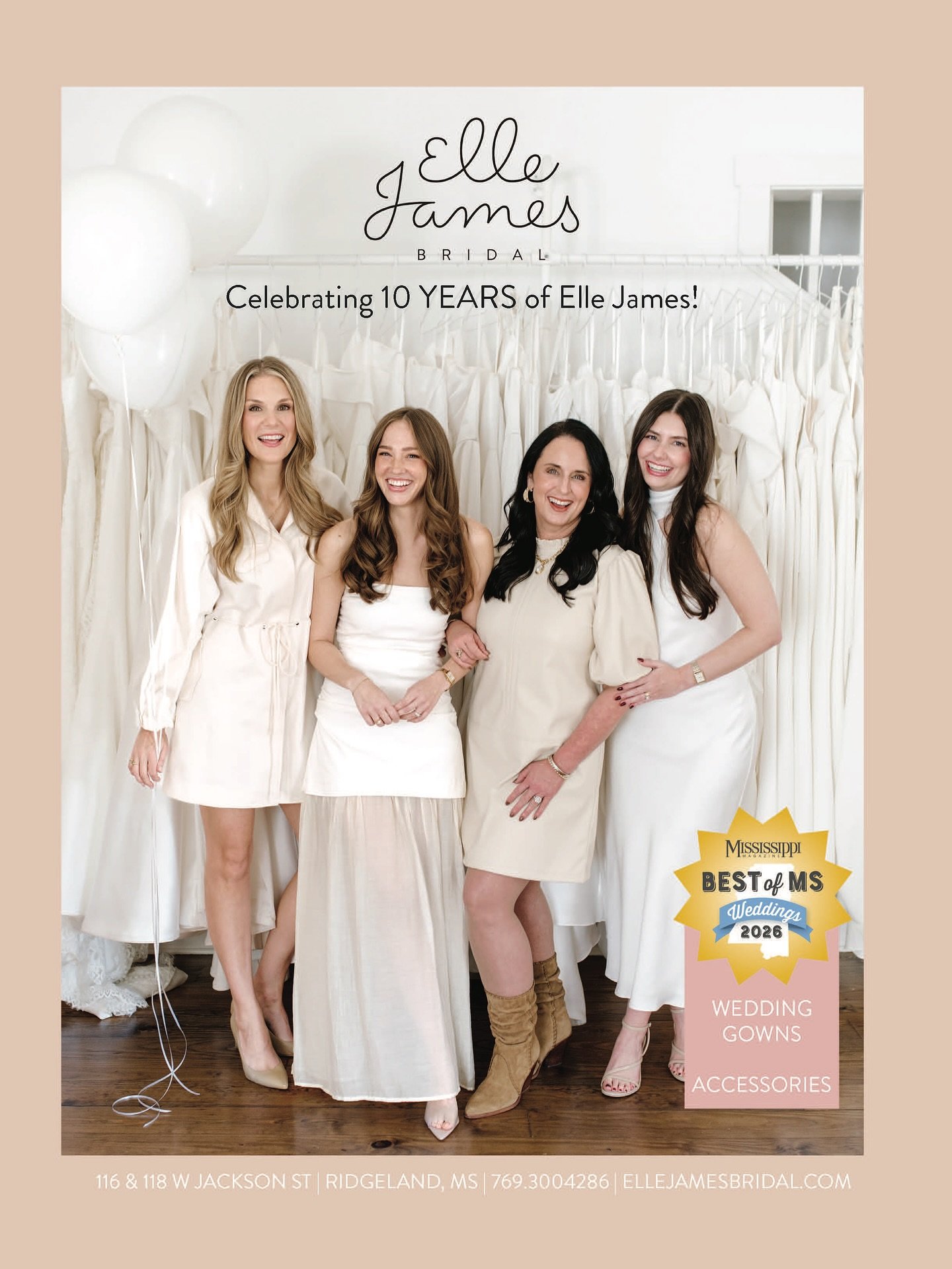Mississippi Magazine&rsquo;s 2026 Bridal Edition is out, and we are so honored to share that we were named Best Place to Buy a Wedding Dress 🤍

This year feels extra special as we celebrate 10 years of Elle James Bridal, and being chosen by YOU as t