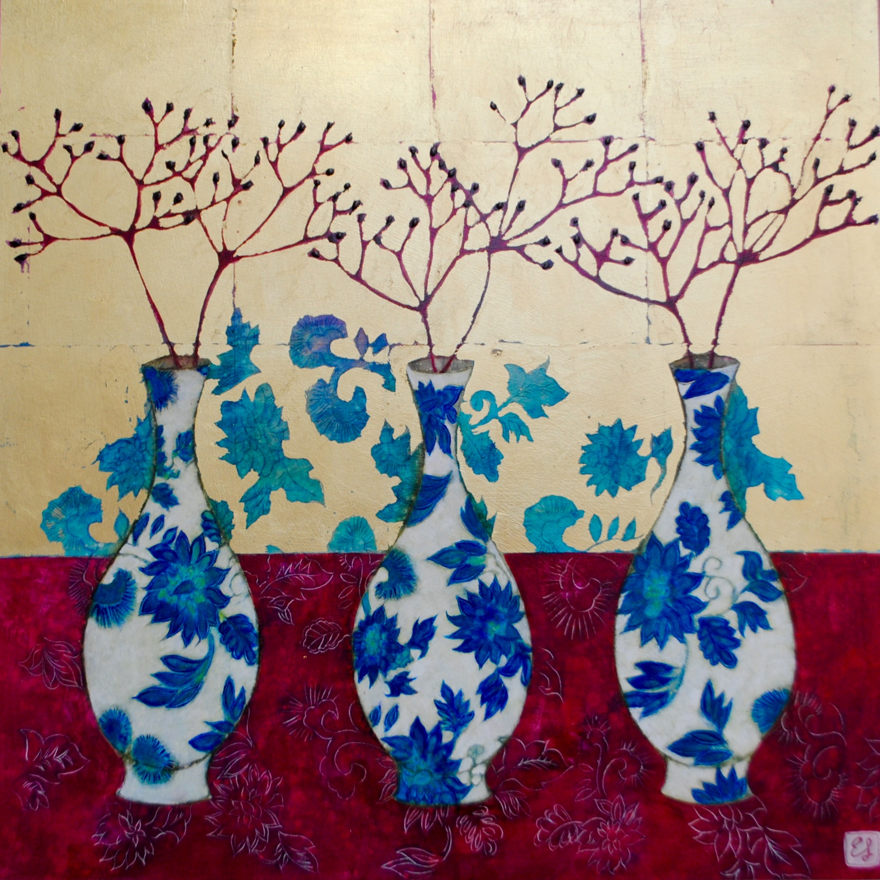 Trinity of Vases with Elderberries