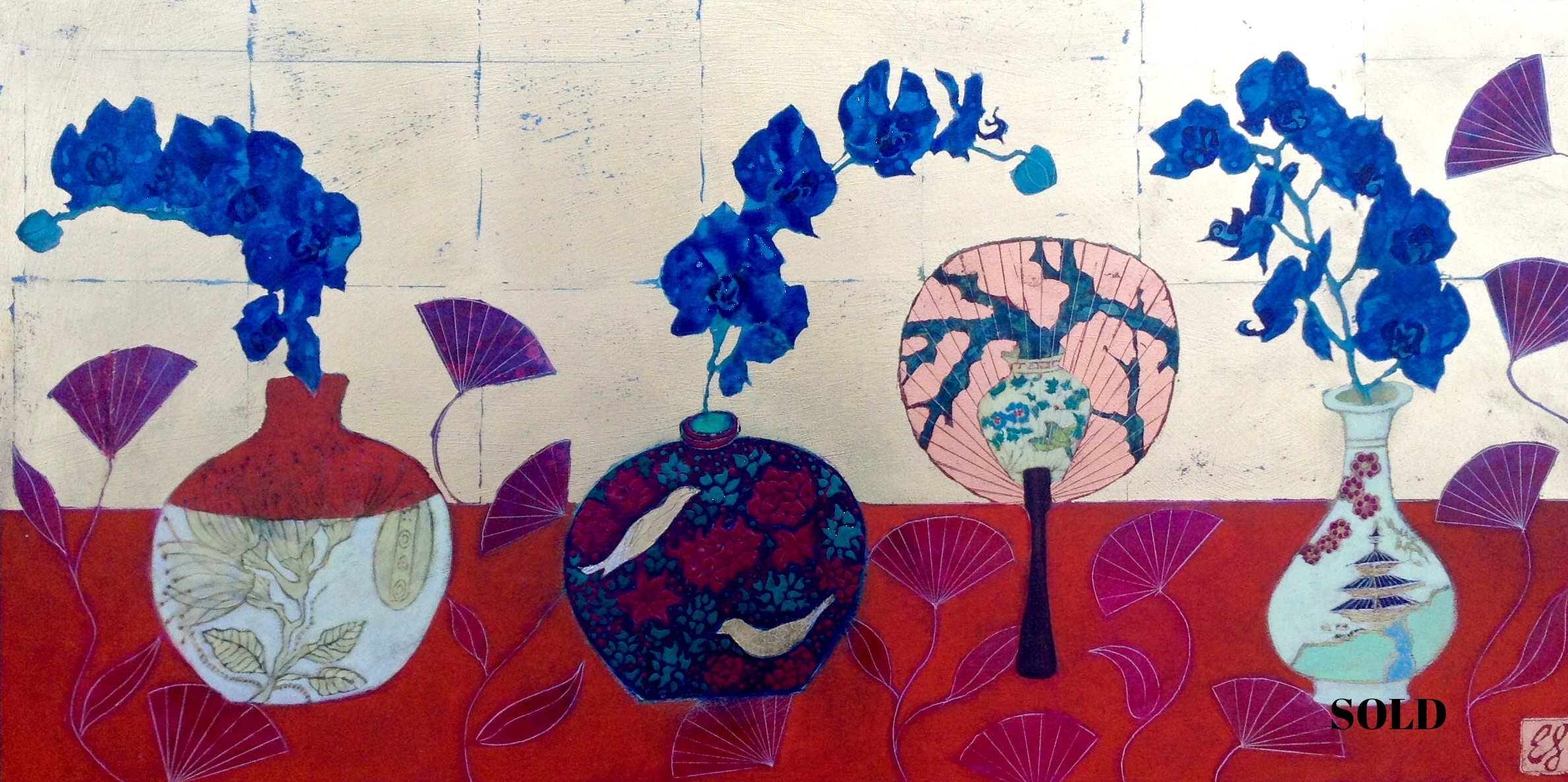 Blue Orchids and Golden Birds