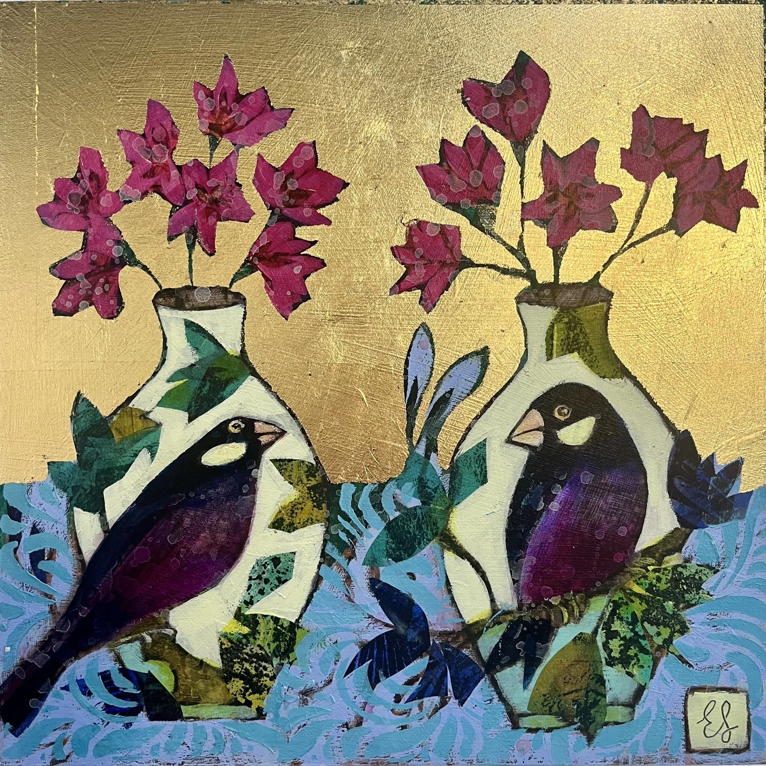 Bird Song at Dawn, 30 x 30 cm (Framed 36 x 36 cm) Mixed media on wooden board, £640 .jpg