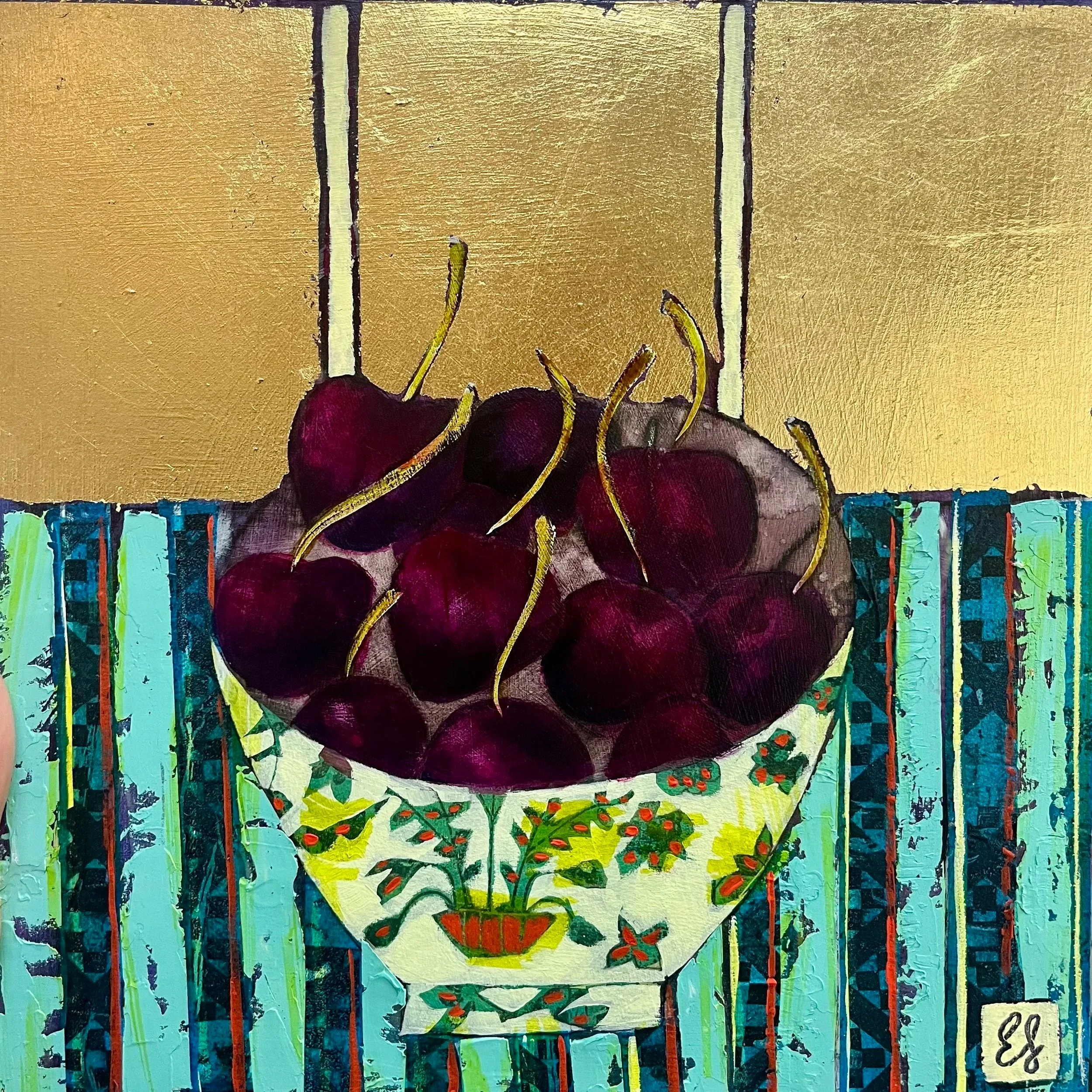Dark+Sweet+Cherries%2C+30+x+30+cm+%28Framed+size+36+x+36+cm%29+Mixed+media+on+wooden+panel+%C2%A3565+.jpg