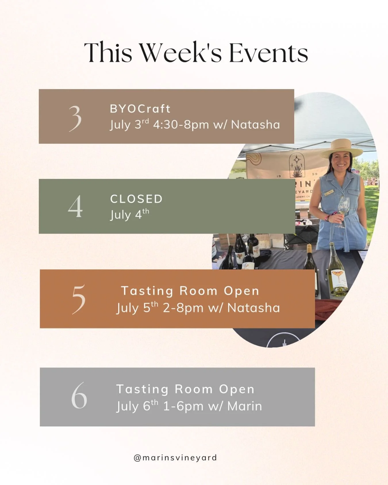 Howdy ya&rsquo;ll and happy July! 🌞🌻💛🌼 Here&rsquo;s our schedule this weekend and just a heads up we will be closed 4th of July. We know most of you will be grilling it up in your backyard anyways 😉 if you need some wine for your bbq, I highly r