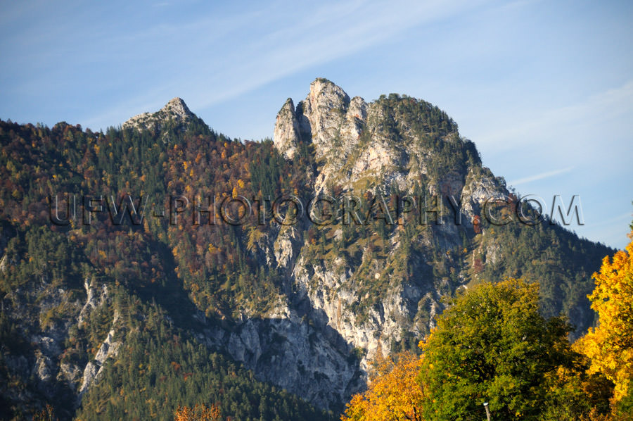 Rock formation alpine sleeping witch mountain ridge autumn Stock