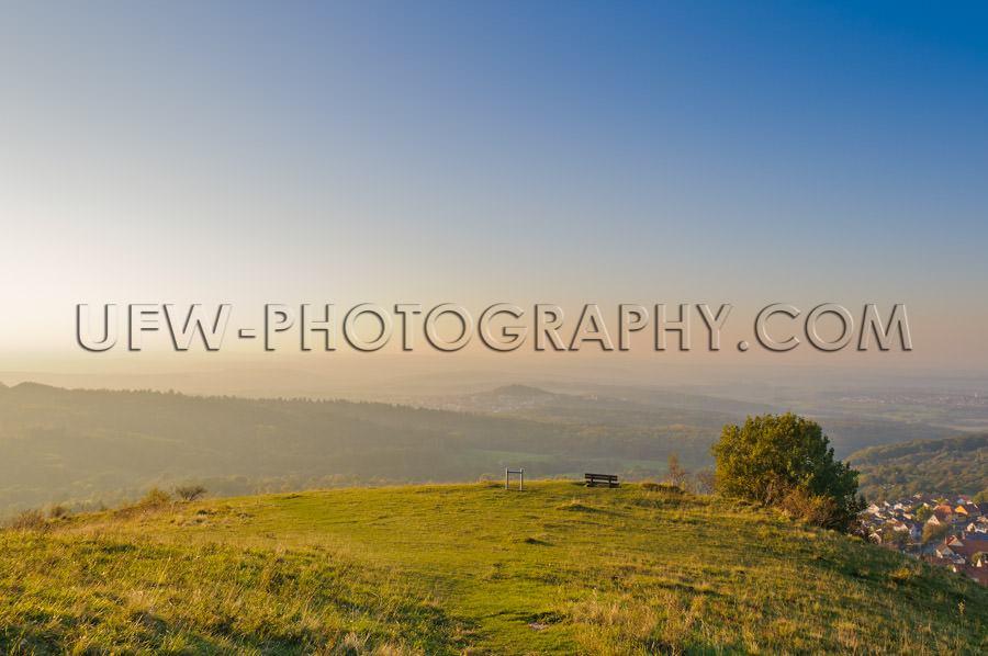 Awesome Panoramic Landscape View Autumn Mountain Plateau At Suns