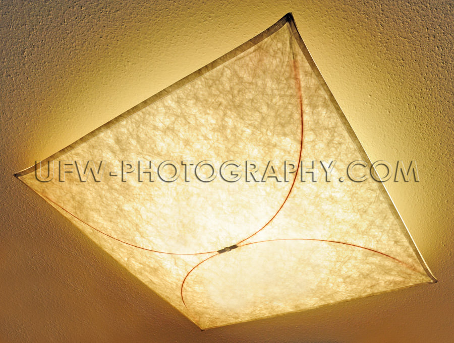 Ceiling lamp indirect light illuminated textile pattern Stock Im