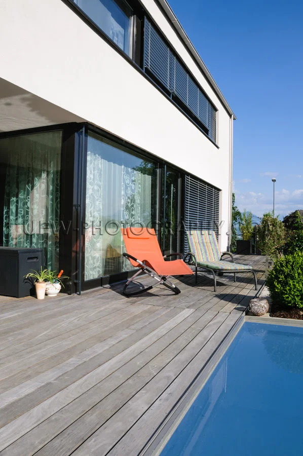 Zeitgenössisch Architektur Modern Haus Pool-Deck Im Freien Stoc
