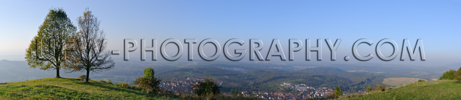 Fantastisch Ausblick Berg Abend Horizont Herbst Baumwipfel Lands