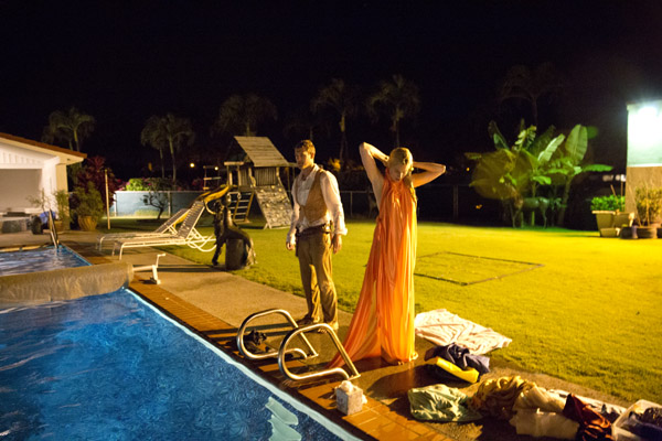 Christy Lee Rogers on set in Hawaii shooting Underwater
