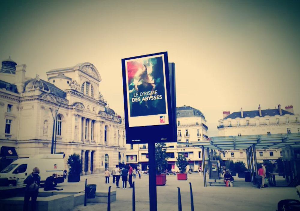 Christy Lee Rogers billboard for art exhibit at Angers Opera House, France