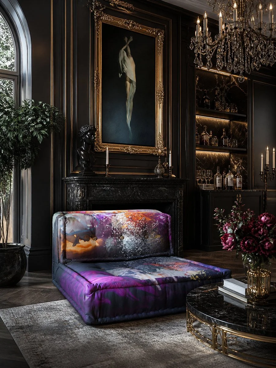 CHRISTY LEE ROGERS DESIGNS ROCHE BOBOIS SOFA FOR ART AUCTION