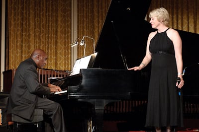   Onstage with pianist Nat Phipps at “A Place for Jazz” concert series, Schenectady, NY  