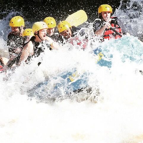 Upper Gauley Class 5 rapids: conquered.  Front seat of the first boat of the season.