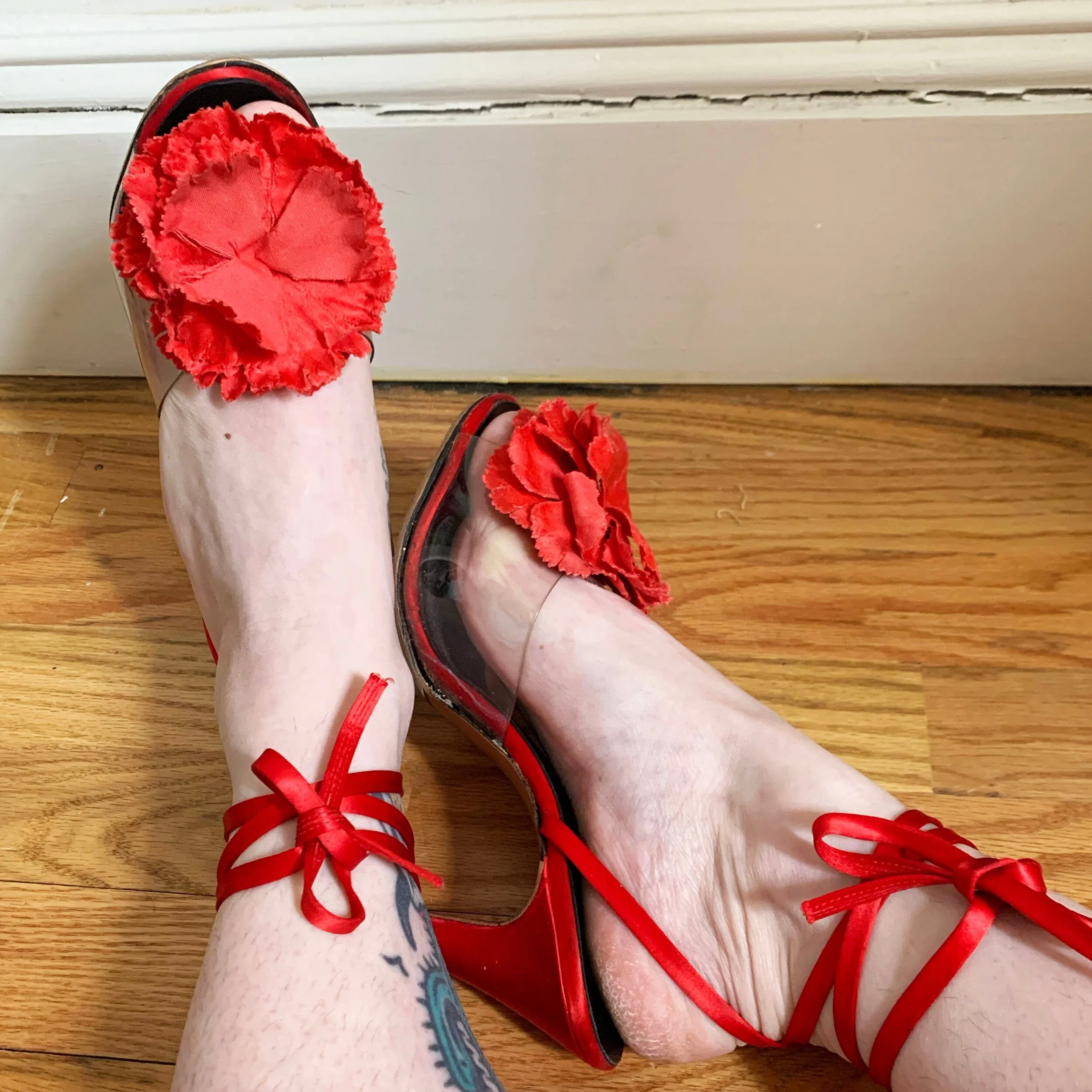 1970s Kris' Goody Too Shoes Red Satin 