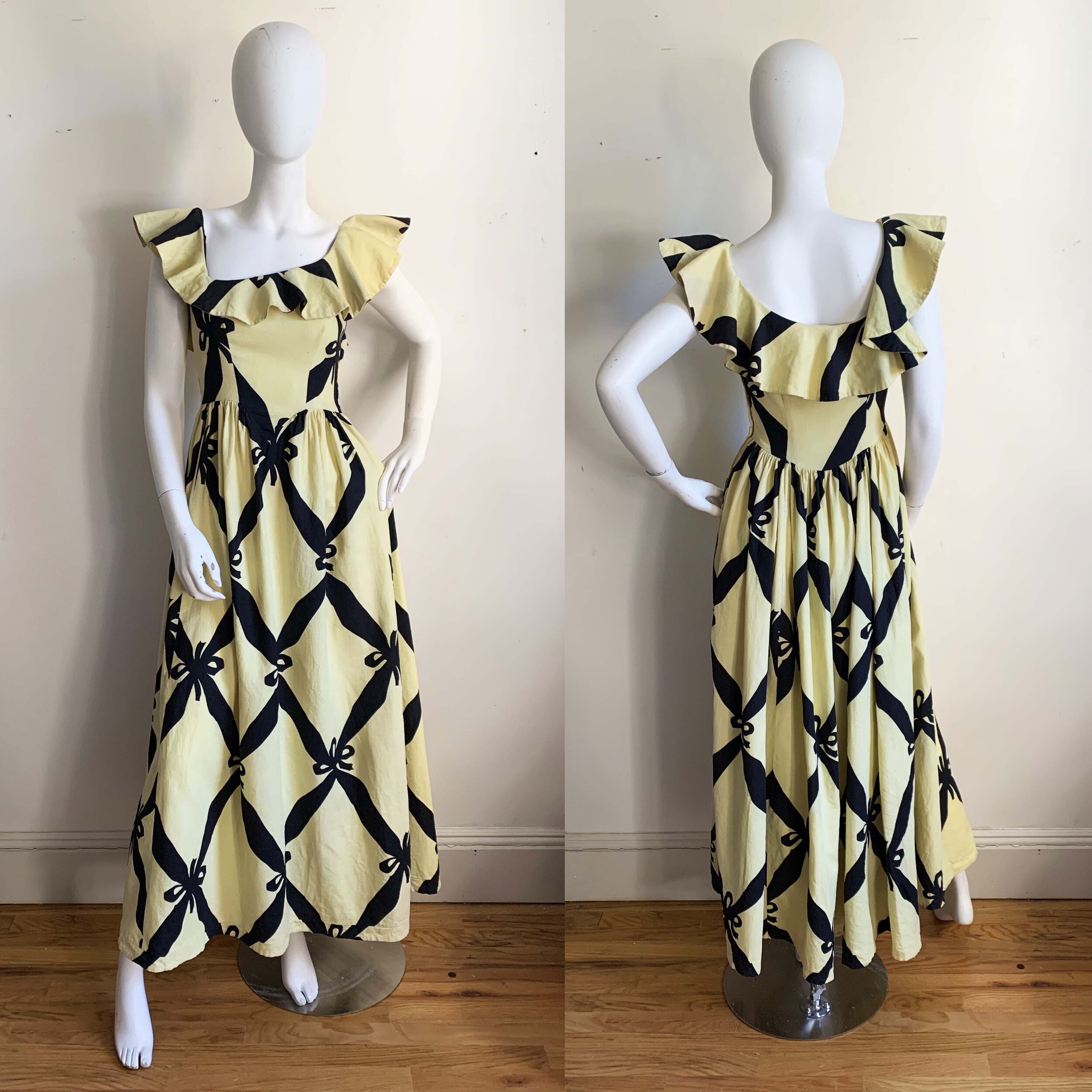 1940s Waffle Cotton Bow Gown — Phenix