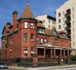 This was Emerson's house before his divorce. Not sure if that's the part building he built. 