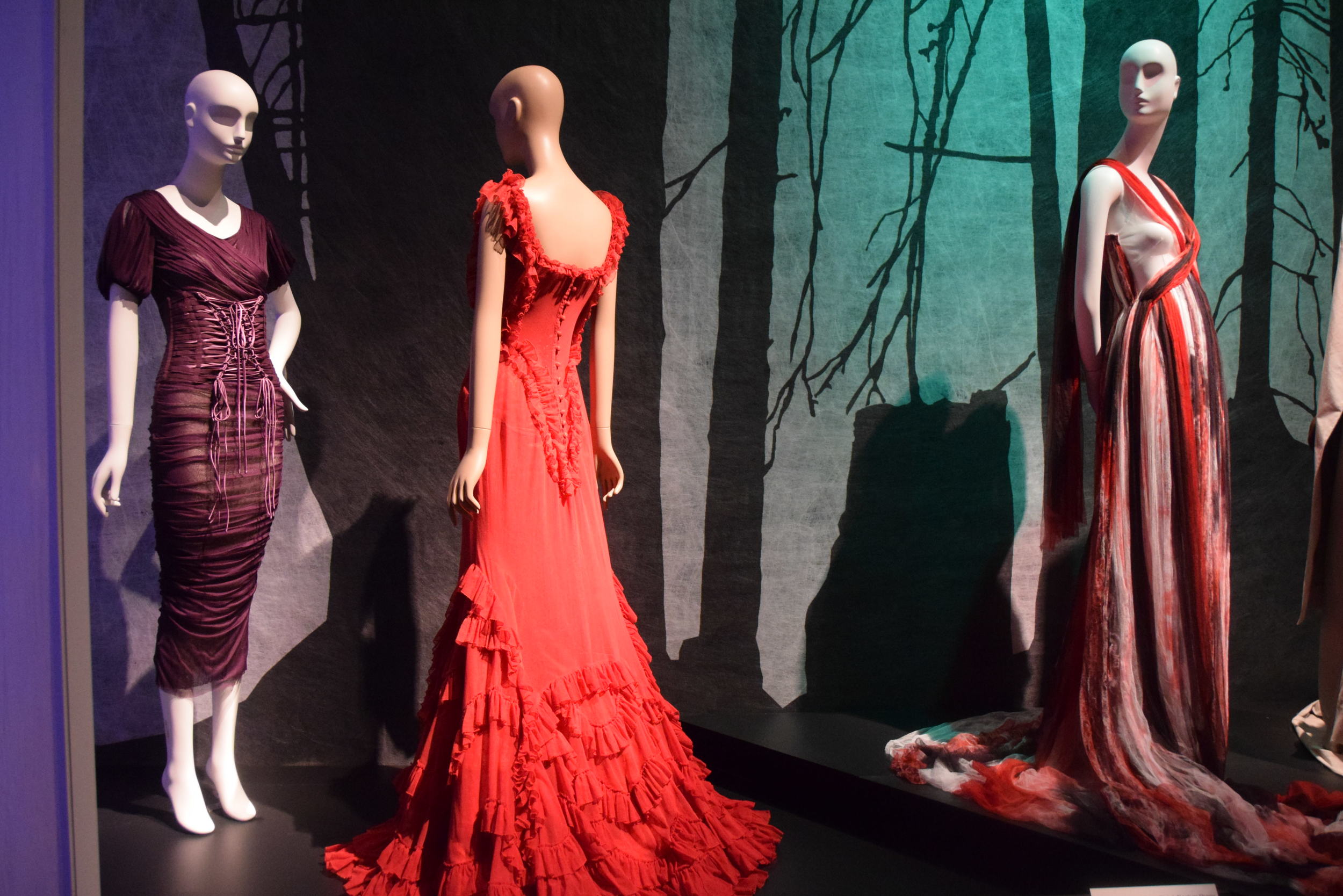 Purple dress, Dolce & Gabbana (2014); Red dress, Soronen (2007), Striped dress, Rodarte (2008) 