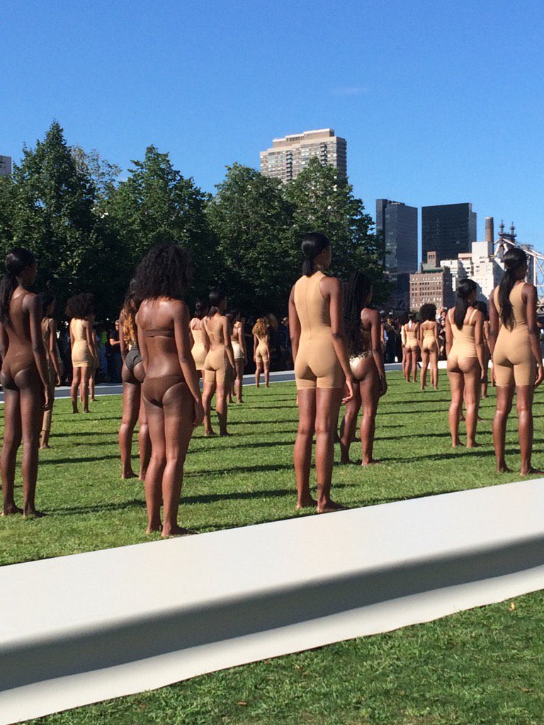 Models at the Yeezy Season 4 show at Roosevelt Island 