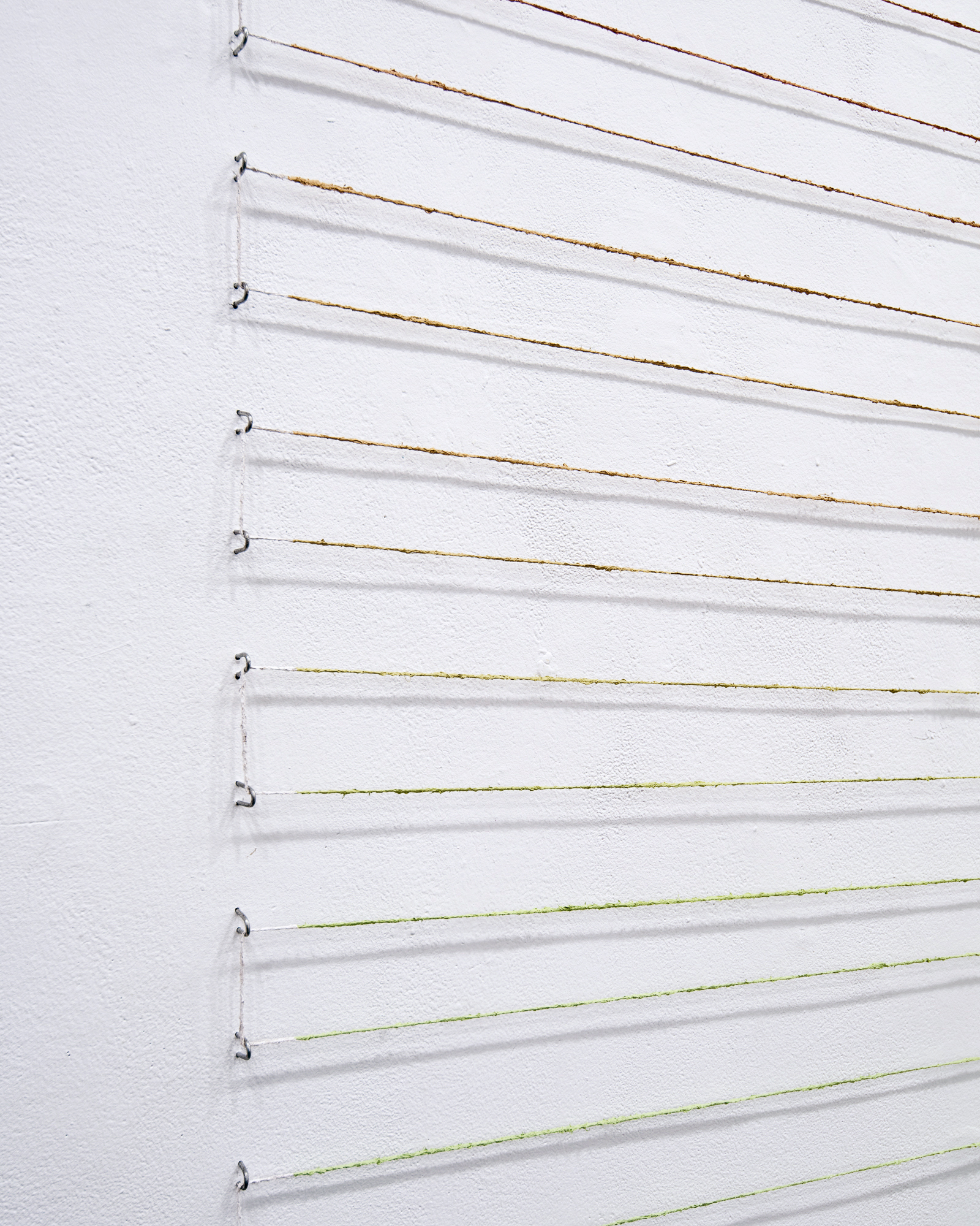   Four Hour Colour Index , 96"x120",&nbsp;acrylic paint on jute, fencing staples, 2016. Detail   The State of a Small Sky , Zavitiz Gallery, 2016  Documentation by Peter Denton 
