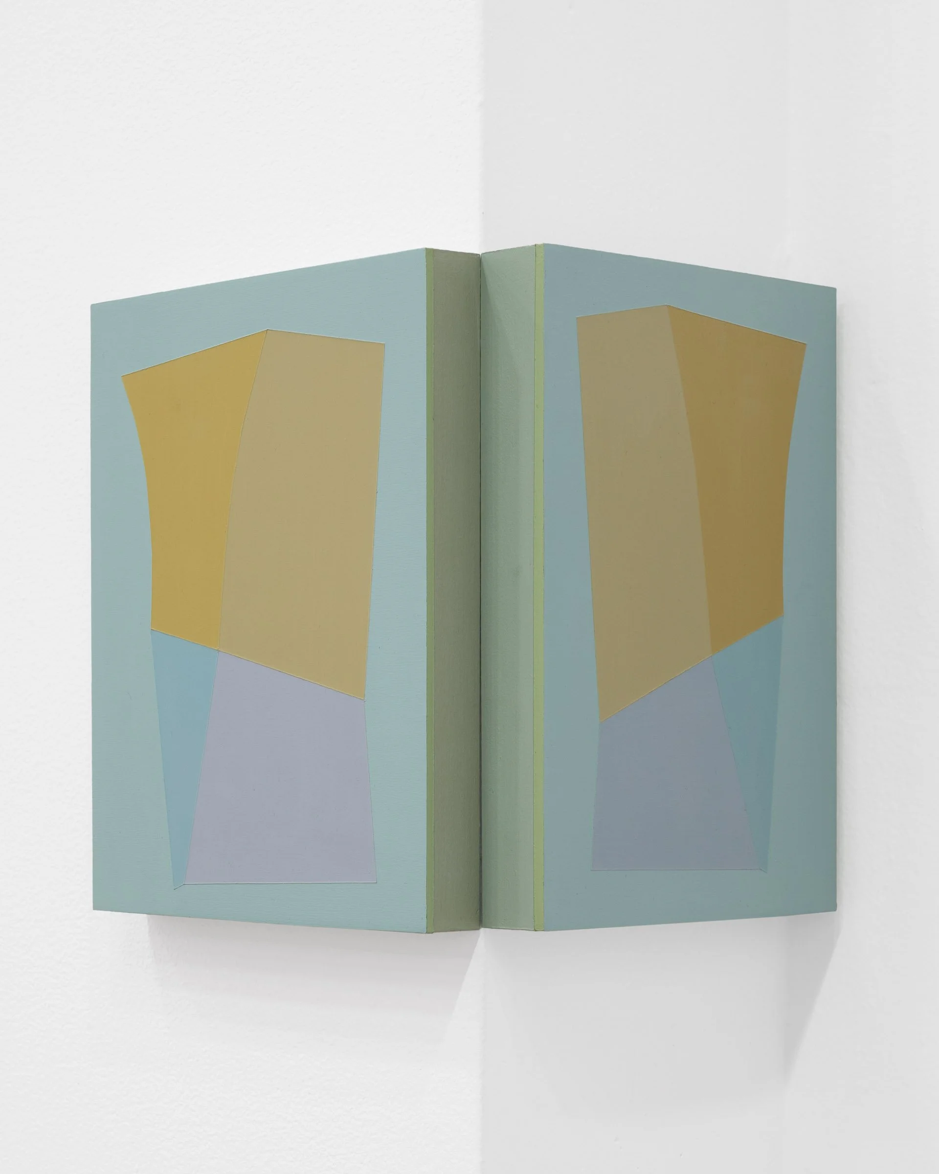   Slanted Rhymes , acrylic on panels, 8 × 12 inches, 2026. Photo by LF Documentation. 