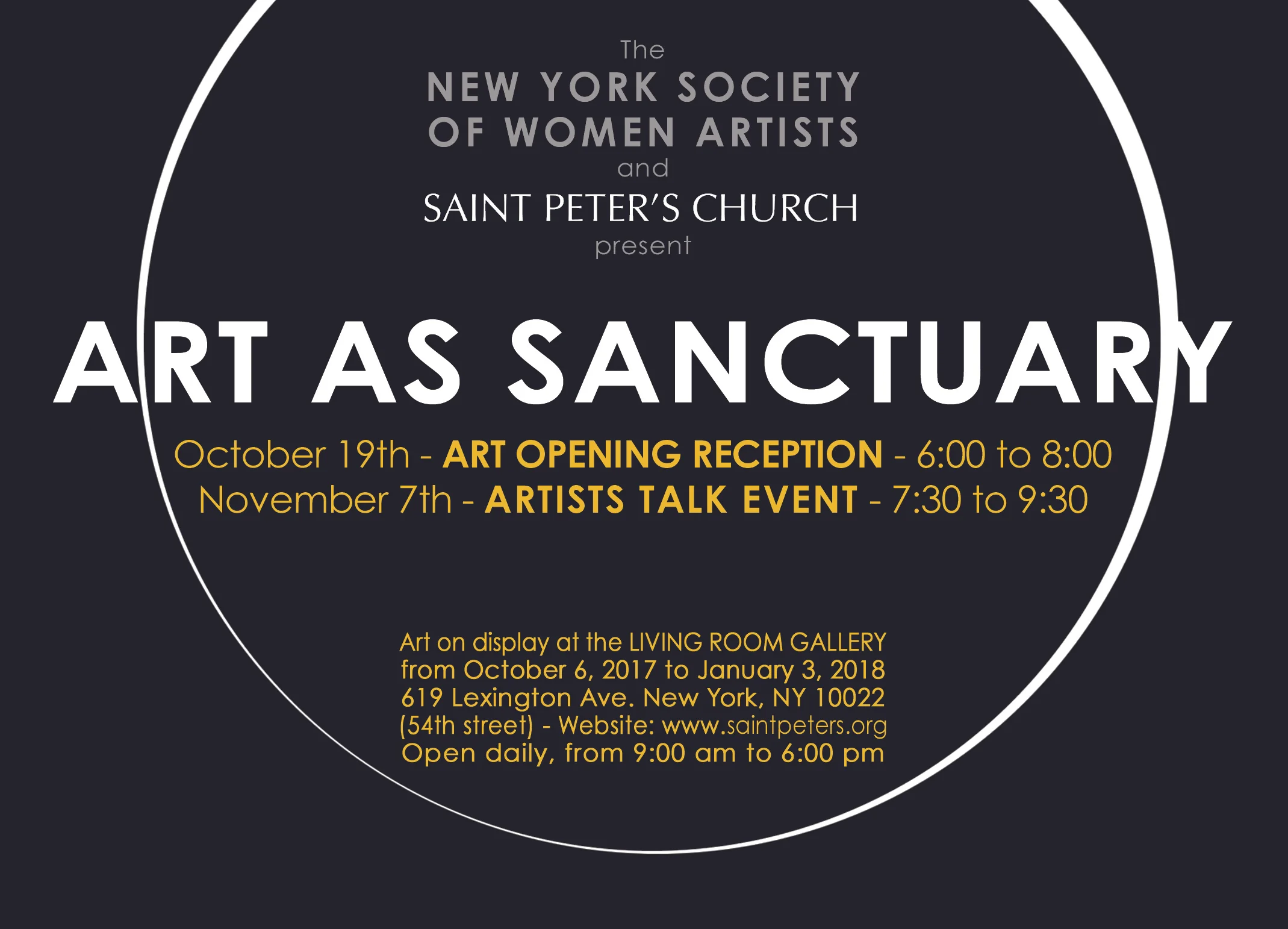 NYSWA @ ST PETER, NYC - October to December 2017