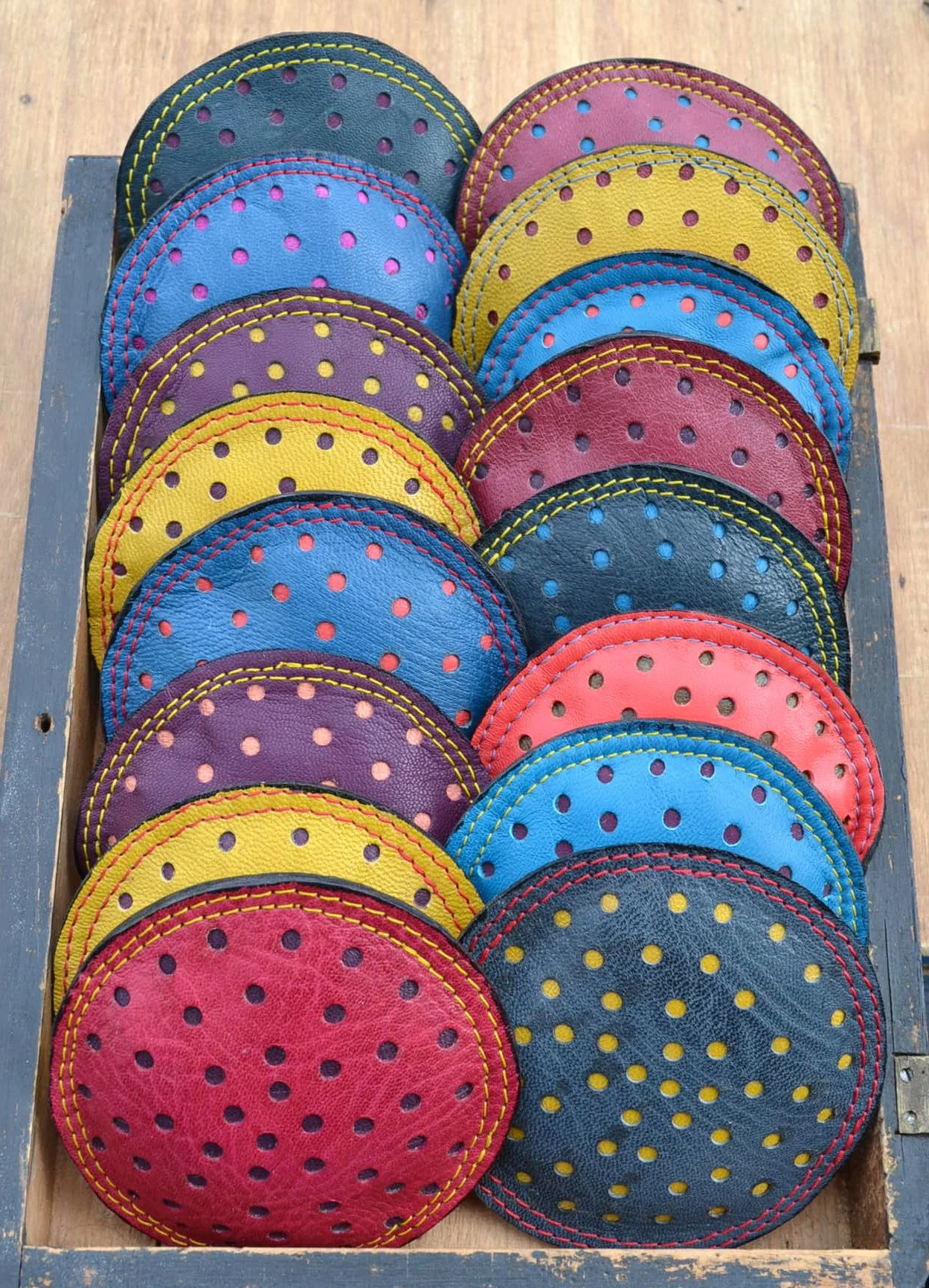 Leather Polka Dot Paperweights