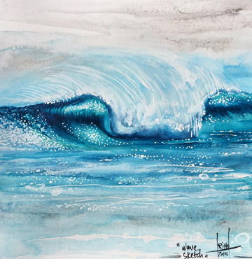“Wave Sketch” Watercolor on Paper
