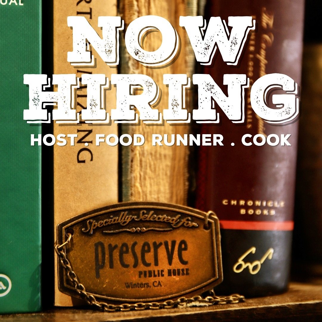 We&rsquo;re hiring here at Preserve! 🍽️ 

We&rsquo;re seeking enthusiastic hosts, food runners, &amp; cooks to join our team of dedicated food service professionals.
 
⭐️ Interested? Drop off your resume &amp; cover letter at 200 Railroad Ave.

Ques