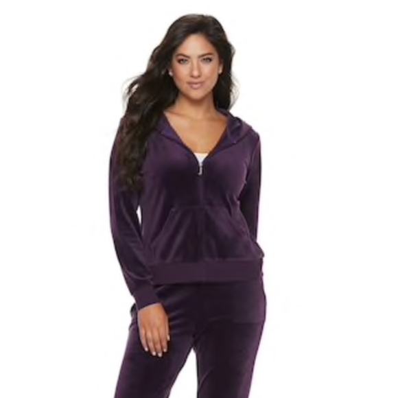 Juicy Couture Ultrasoft Velour Hooded Jacket Plum