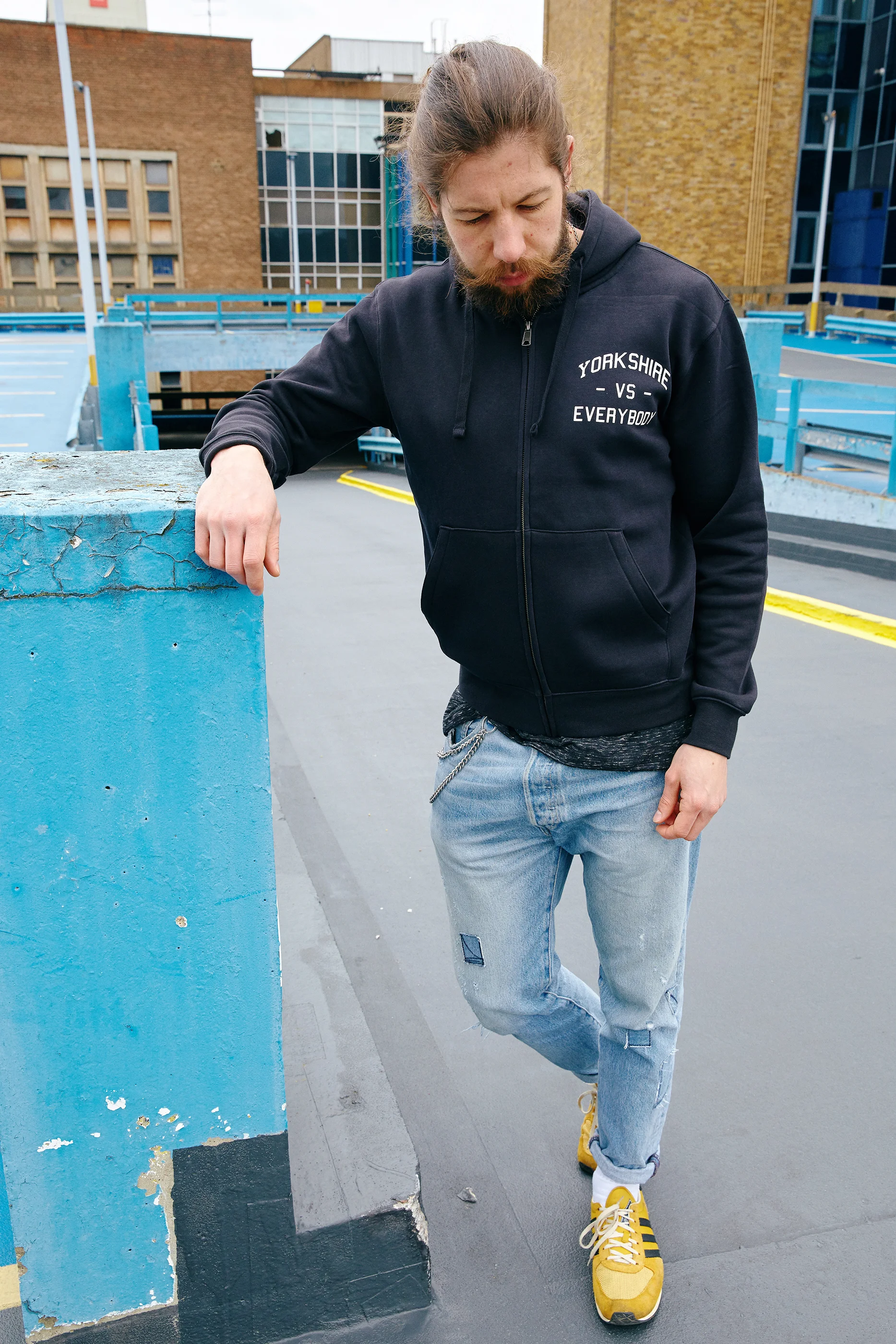 Yorkshire Vs Everybody unisex Black Hoody. Unique cool Hoody for Men and Women. Hand printed in Sheffield