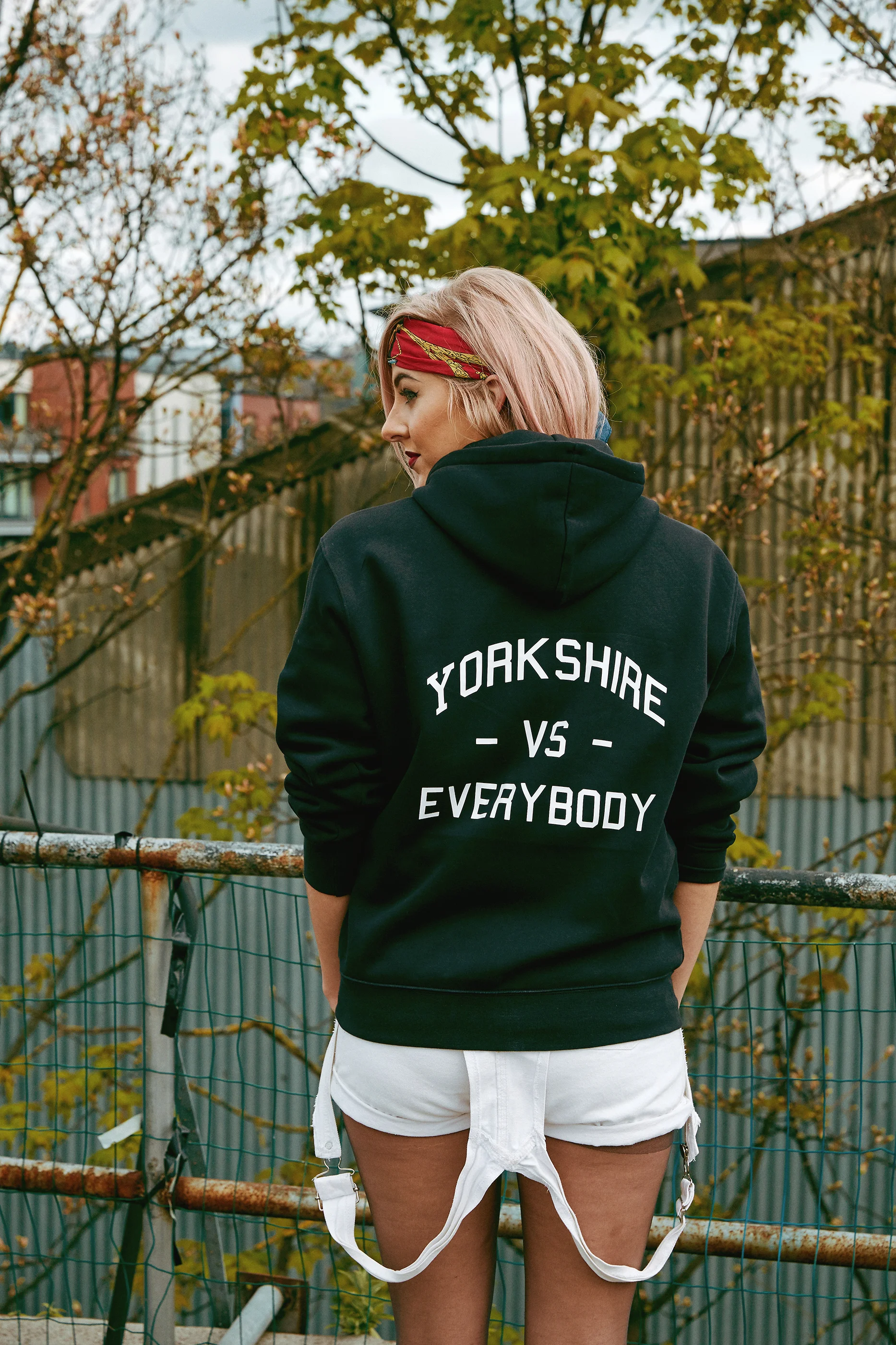 Yorkshire Vs Everybody unisex Black Hoody. Unique cool Hoody for Men and Women. Hand printed in Sheffield