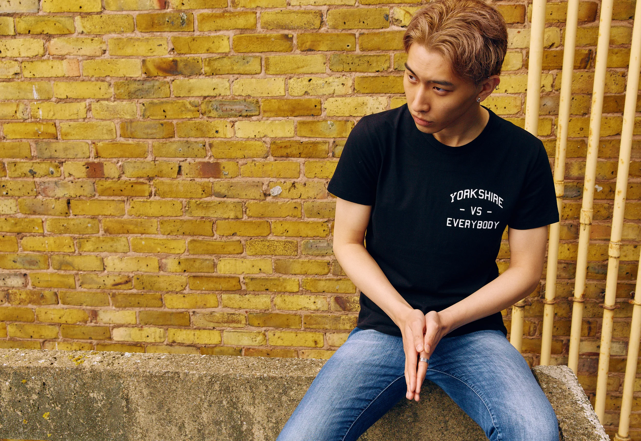 Yorkshire Vs Everybody unisex Black Tee. Unique cool T-shirt for Men and Women. Hand printed in Sheffield