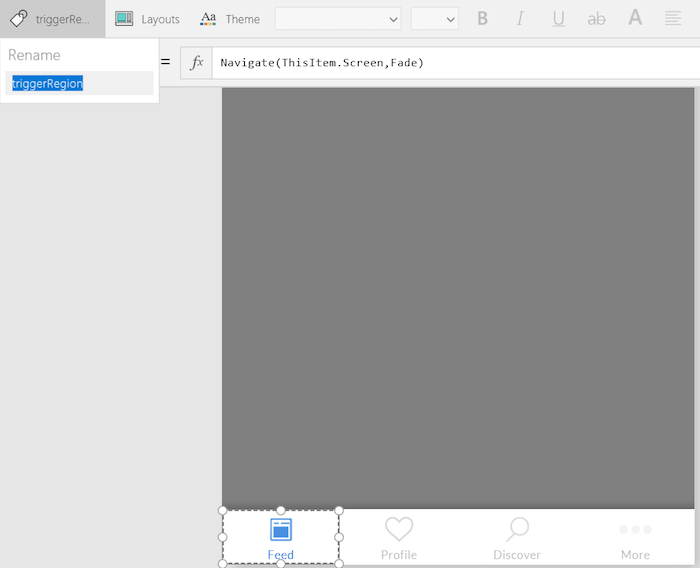 Mobile-based tabbed or gallery navigation UI